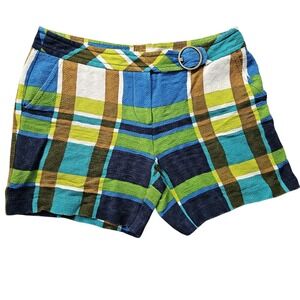 Trina‎ Turk Women's Cotton Blend Plaid Shorts Size 8 Style #291210